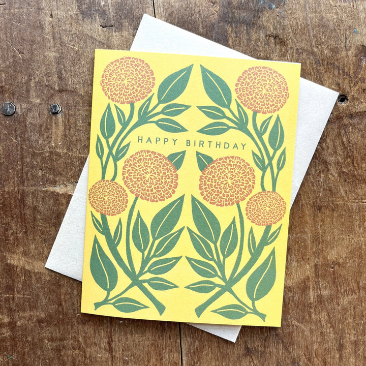 Birthday Card "Yellow + Green Floral"