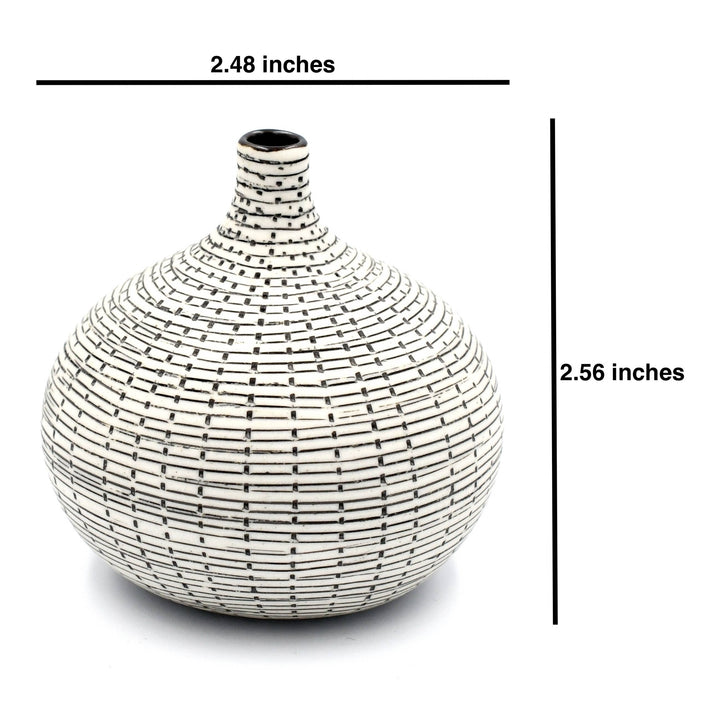 Bud Vase Tiny | Black + Ivory Geometric