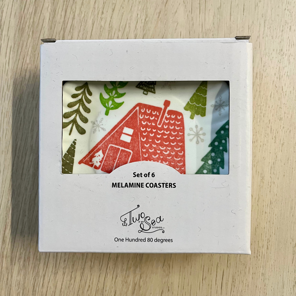 Melamine "Paper" Coasters | Holiday Chalet