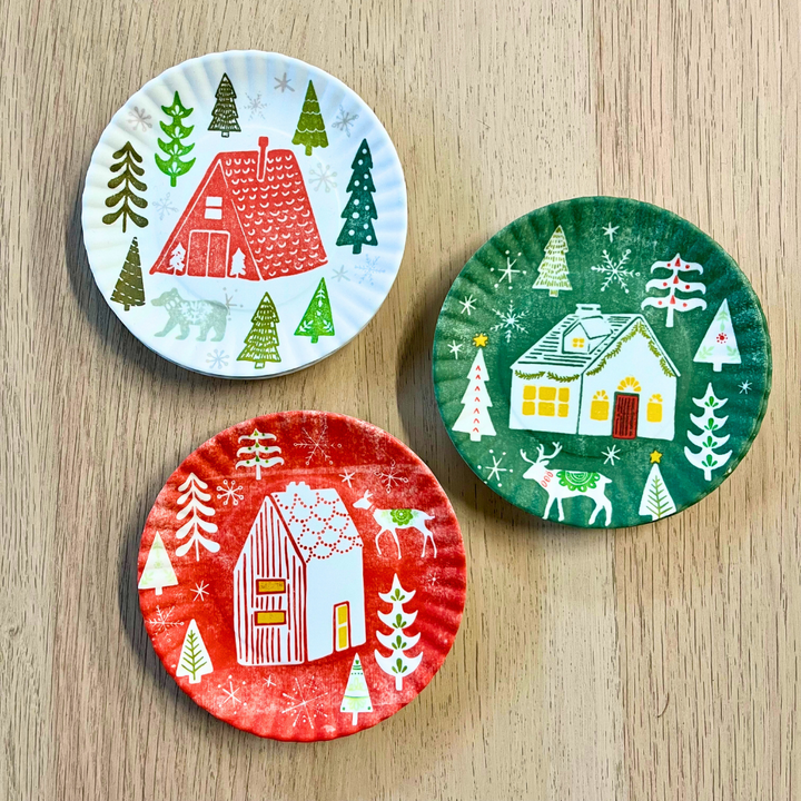 Melamine "Paper" Coasters | Holiday Chalet