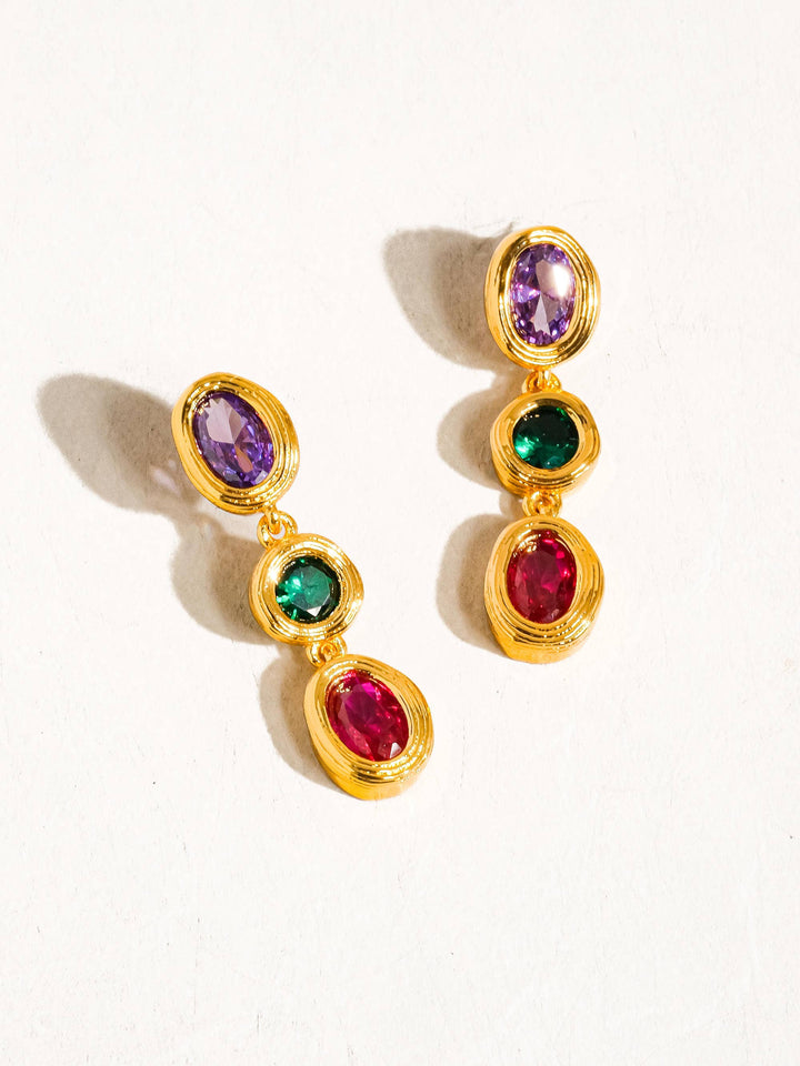 Post Earring | Multi Color CZ Drop