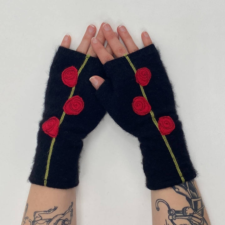 Fingerless Cashmere Gloves "Rosebud"