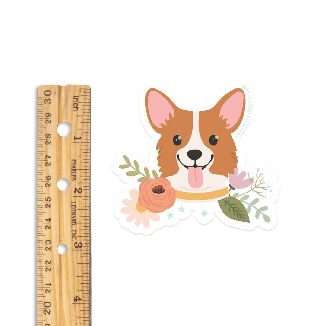Sticker | Corgi Floral
