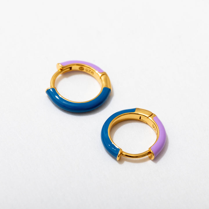 Two Tone Enamel Huggie Hoops