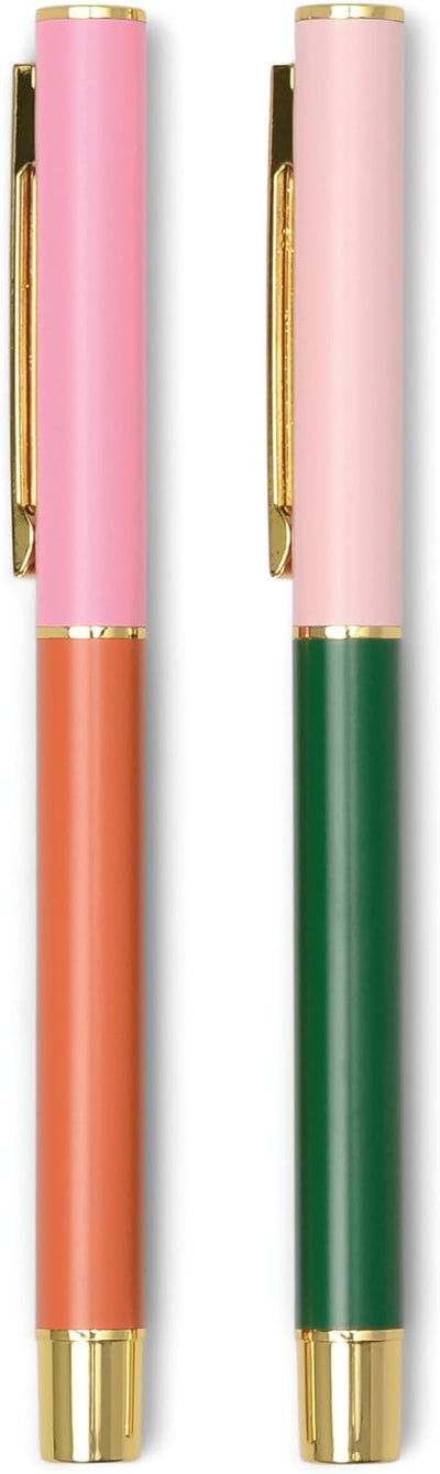 Color Block Pens | Set of 2 | Orange + Emerald