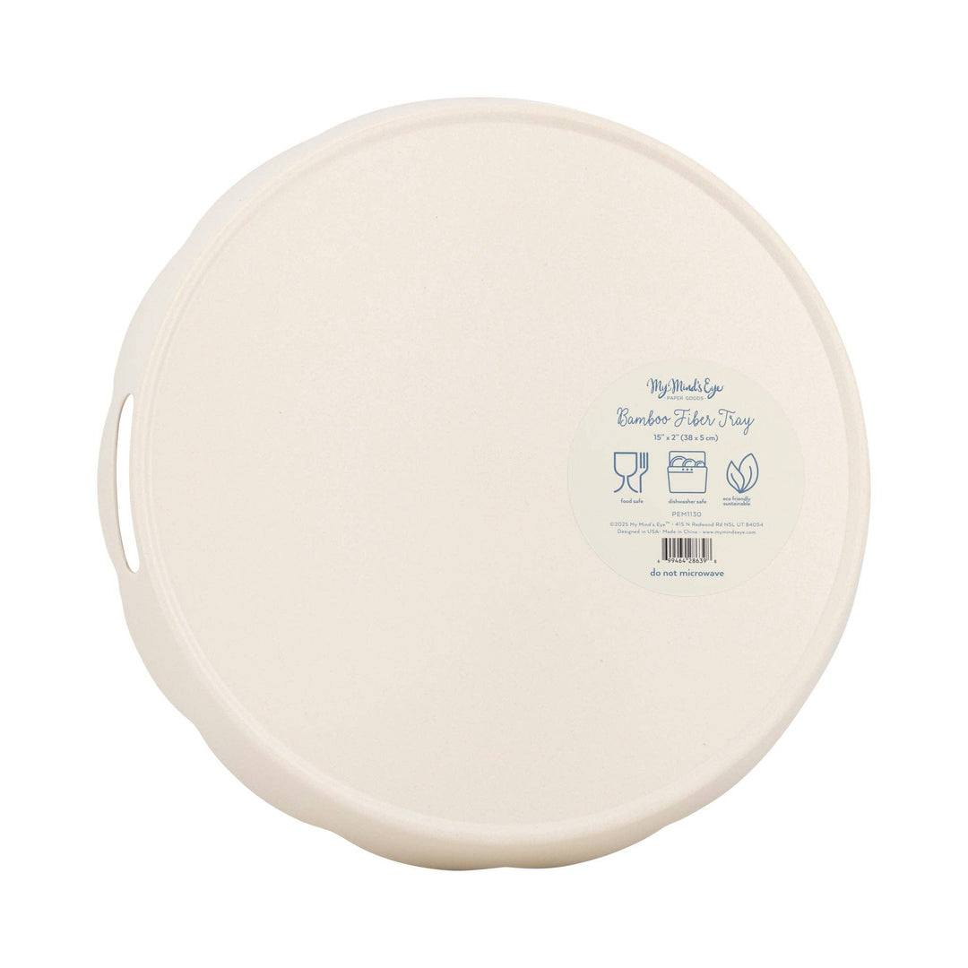 Bamboo Round Scalloped Floral Tray