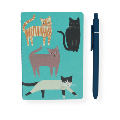 Mini Notebook | Cats on Teal