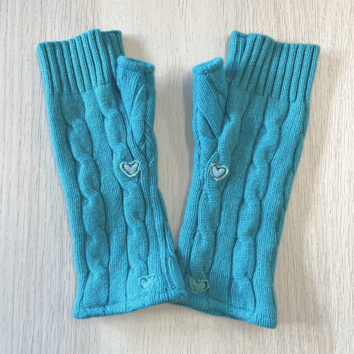 Fingerless Cashmere Gloves "Cable Knit Solids"