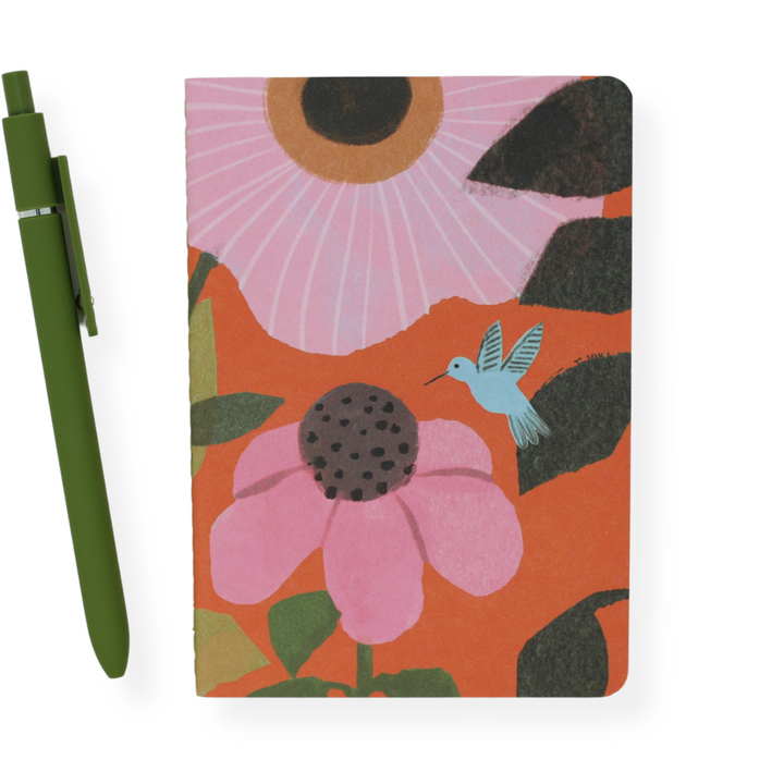 Mini Notebook | Hummingbird on Orange