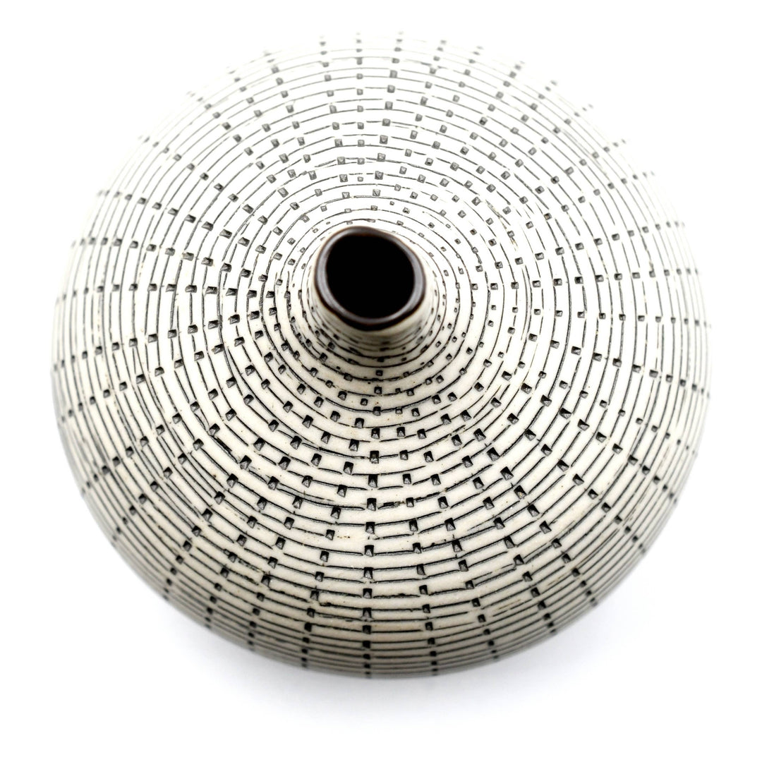 Bud Vase Tiny | Black + Ivory Geometric