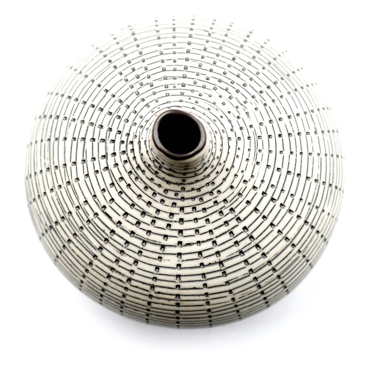 Bud Vase Tiny | Black + Ivory Geometric
