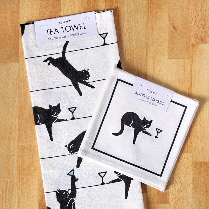 Tea Towel | Black Cat Martini