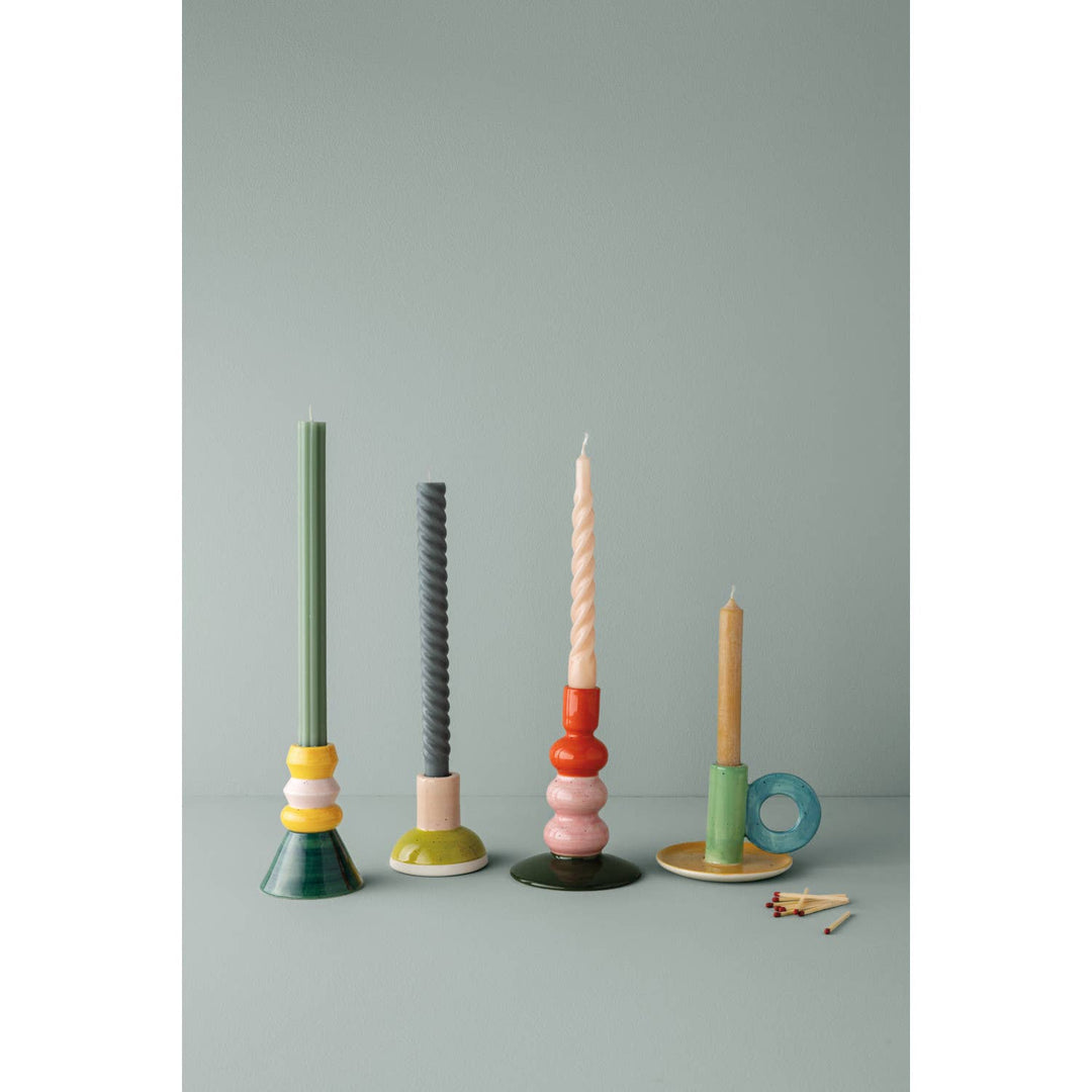 Taper Candle Holder | Pink + Green