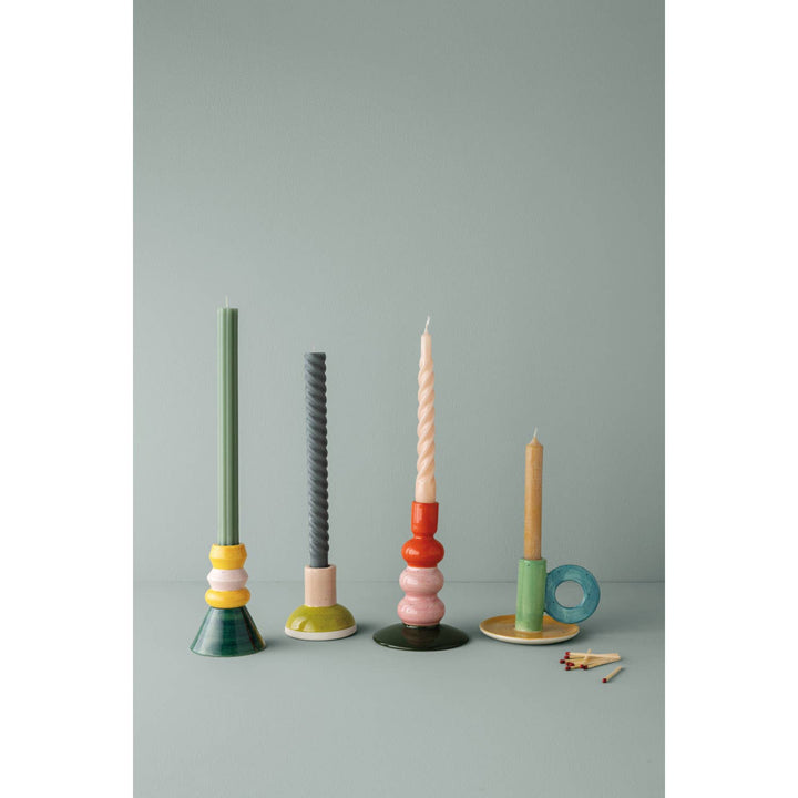 Taper Candle Holder | Pink + Green
