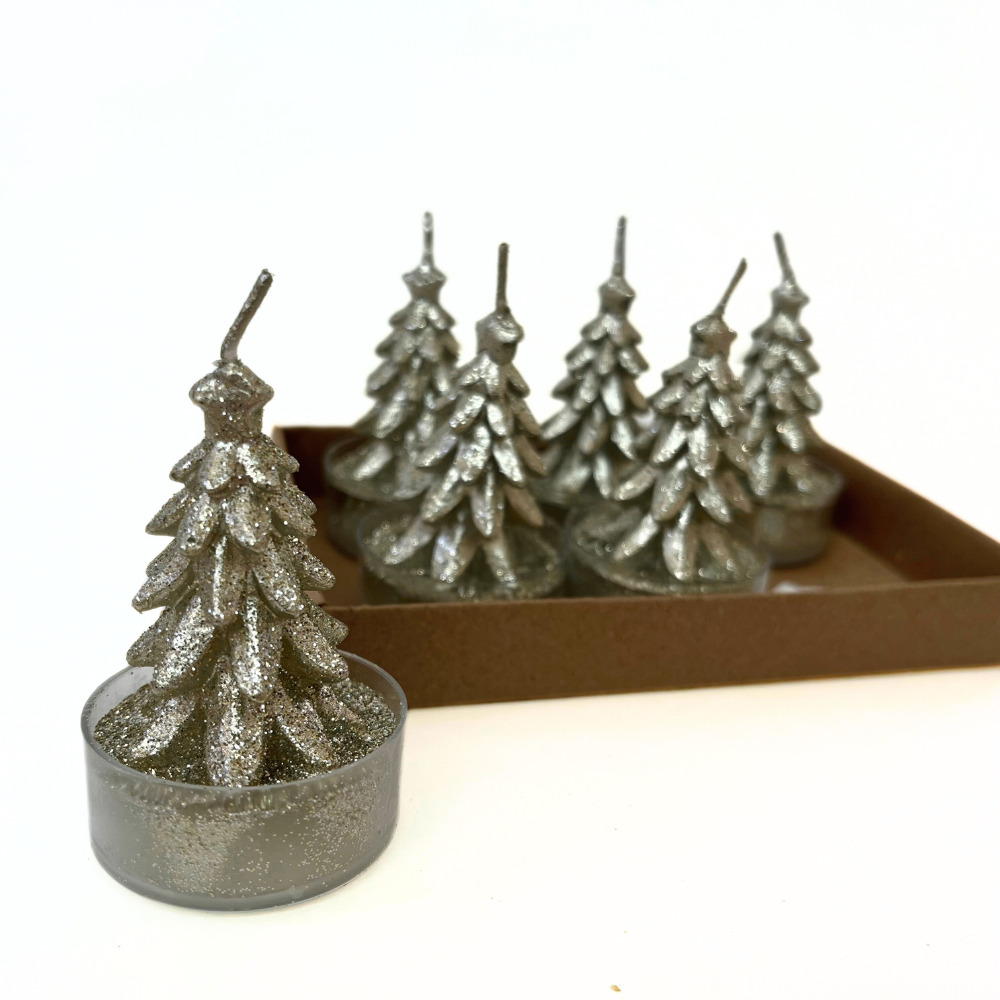 Christmas Votive Set | Silver Trees