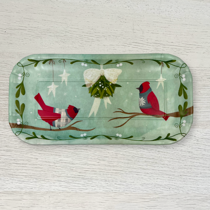 Melamine "Paper" Tray | Christmas Cardinals