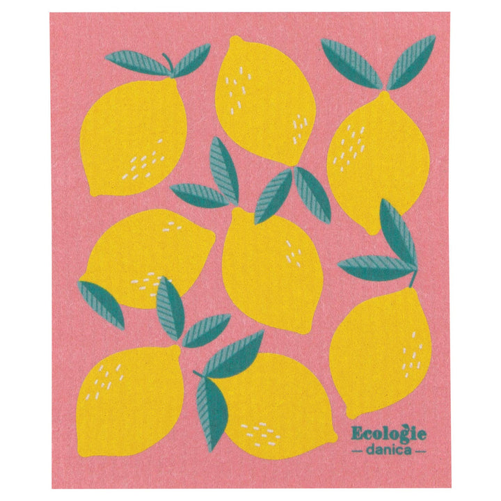 Swedish Dishcloth | Lemons on Pink