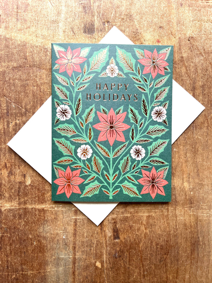 Boxed Holiday Cards "Poinsettia on Green"