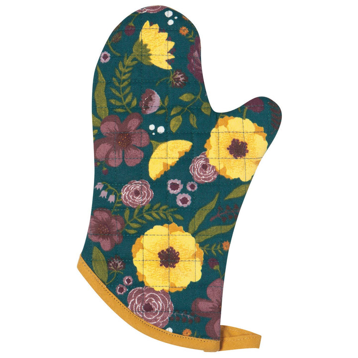 Oven Mitt | Flowers on Teal