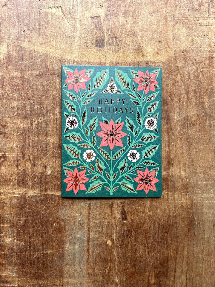 Boxed Holiday Cards "Poinsettia on Green"