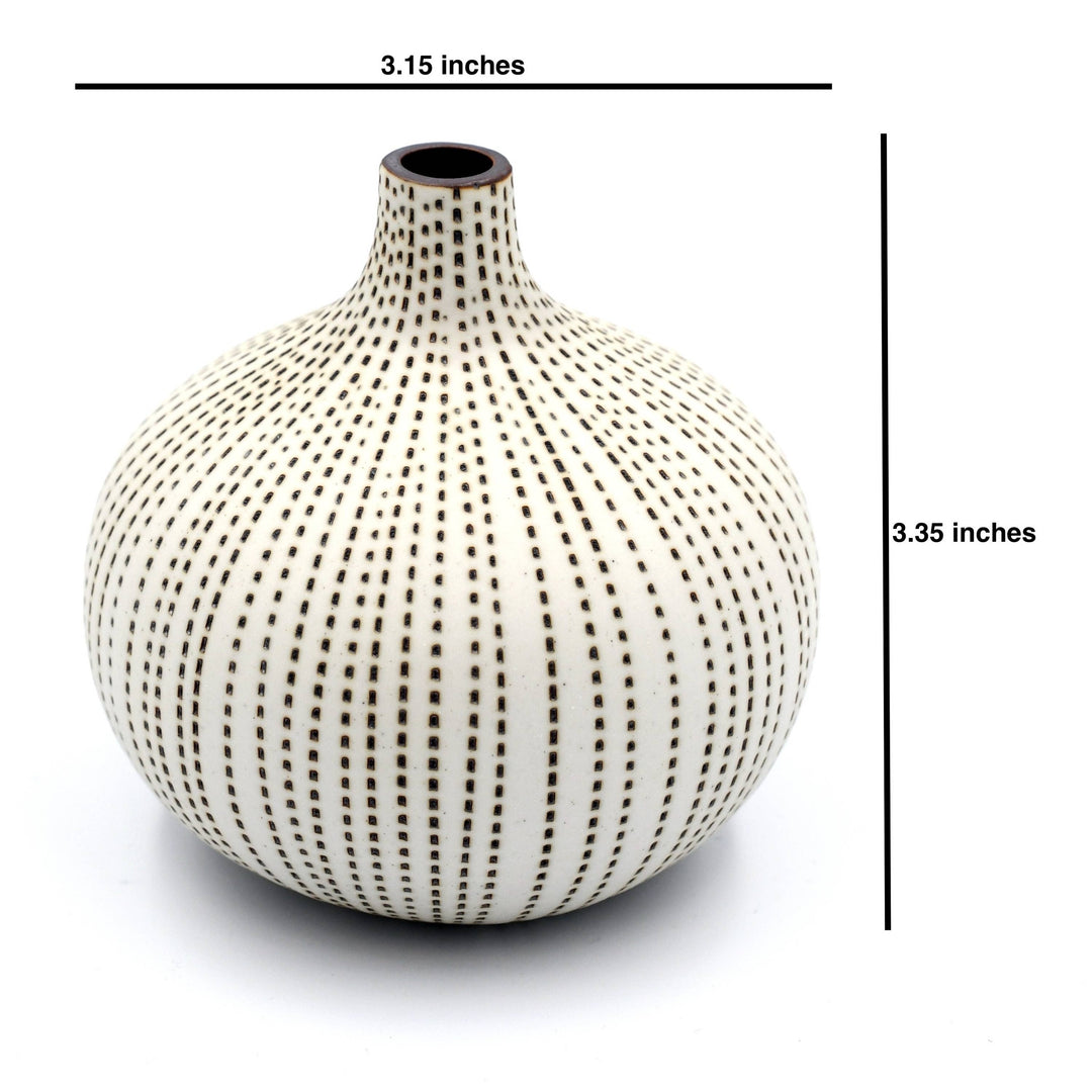 Bud Vase Small | Brown Dotted Stripe