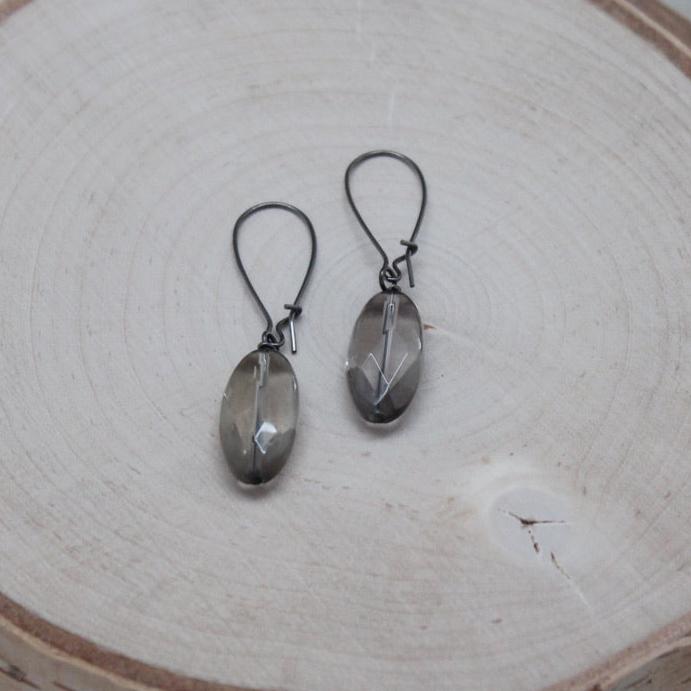 Gunmetal Gemstone Drop Earrings | Sale