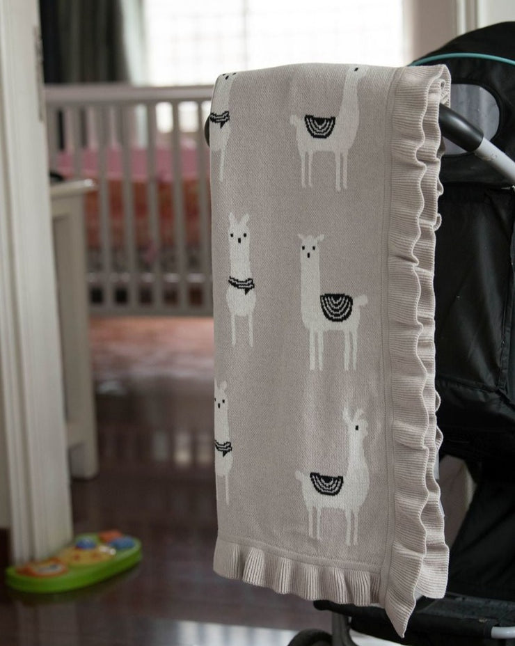 Knit Baby Blanket "Llama"