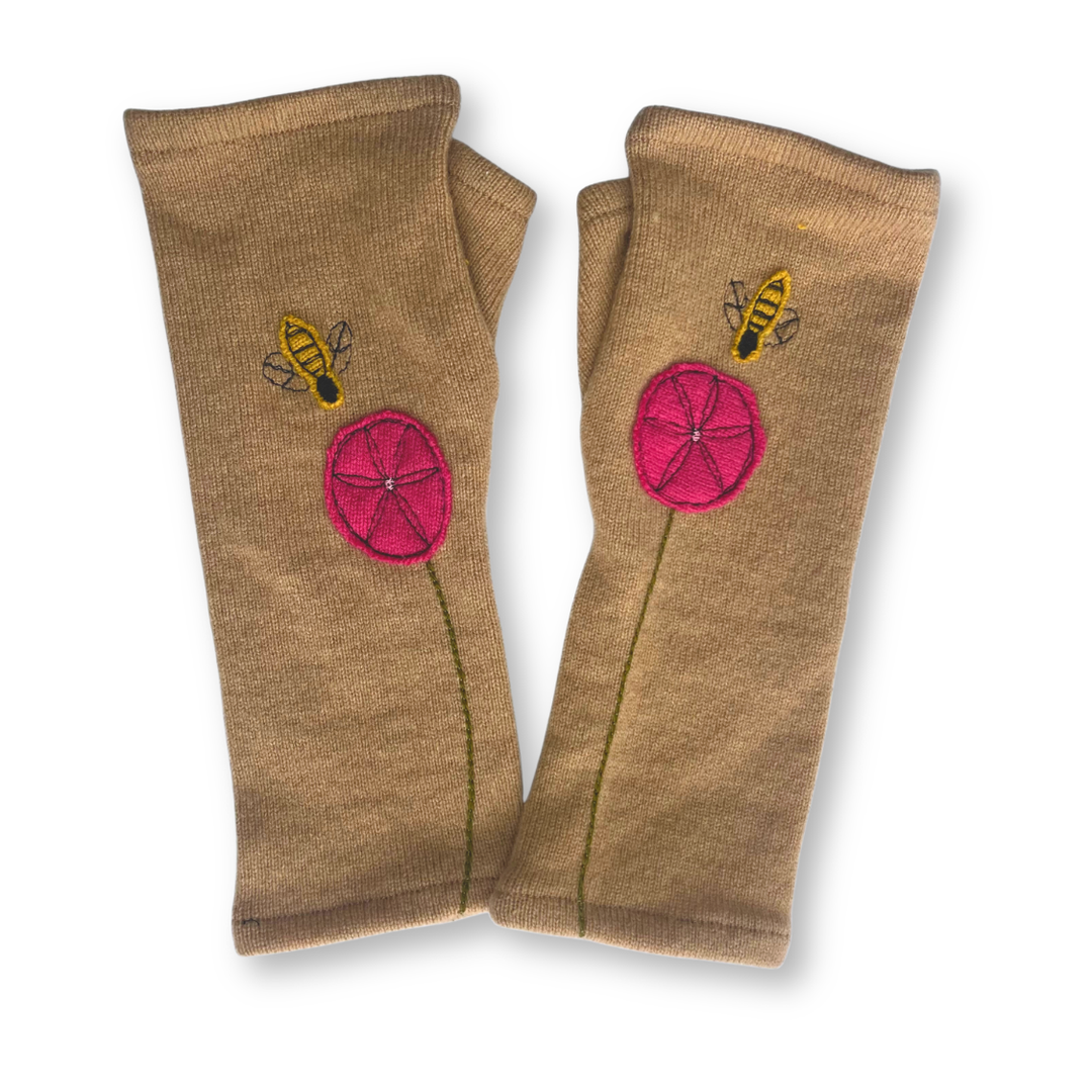 Fingerless Cashmere Gloves "Bee"
