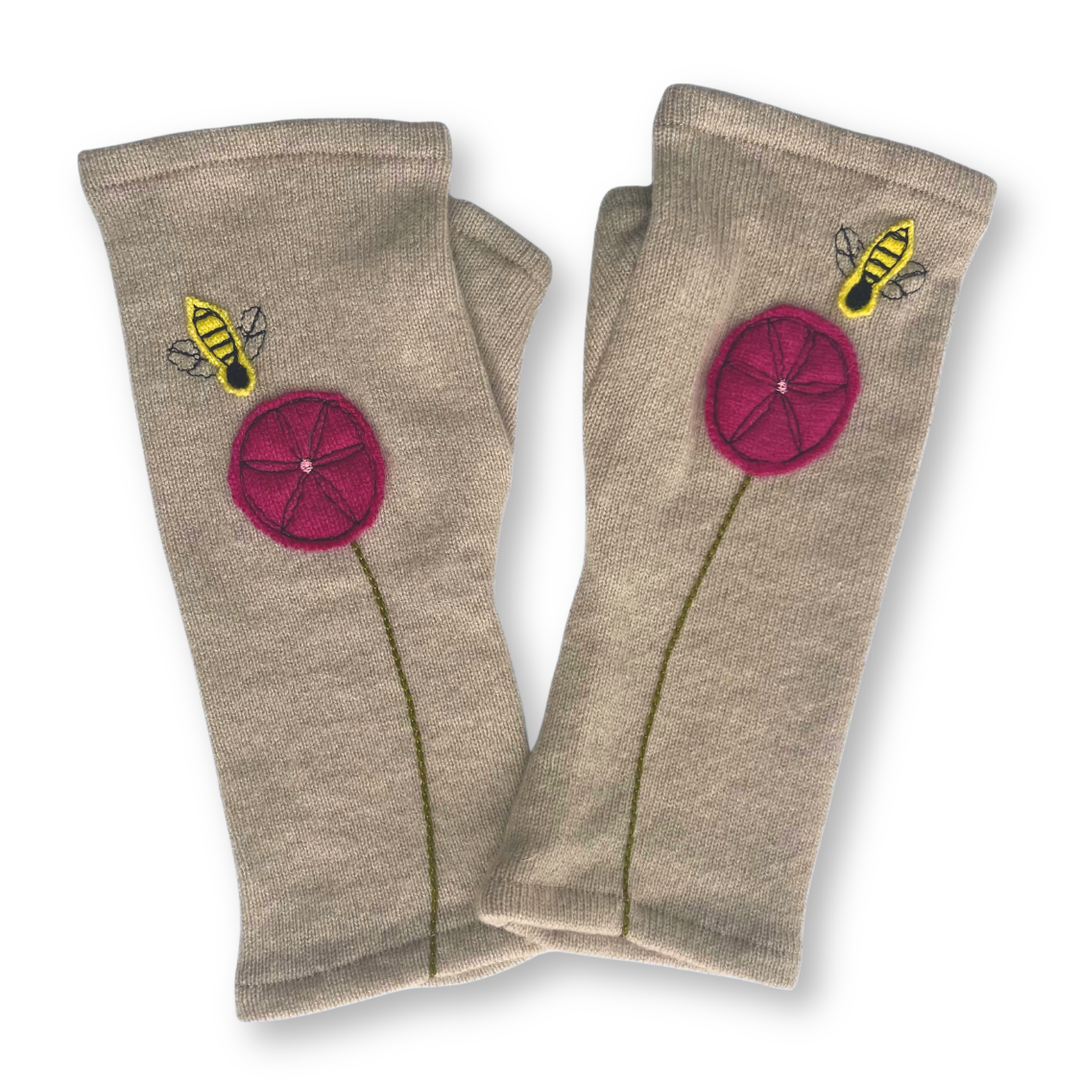 Fingerless Cashmere Gloves "Bee"