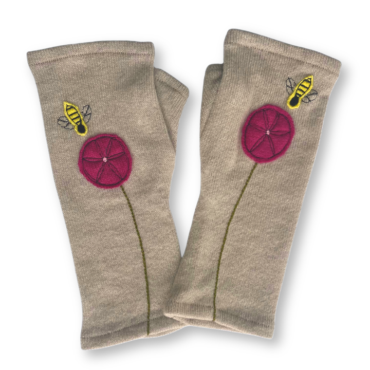 Fingerless Cashmere Gloves "Bee"
