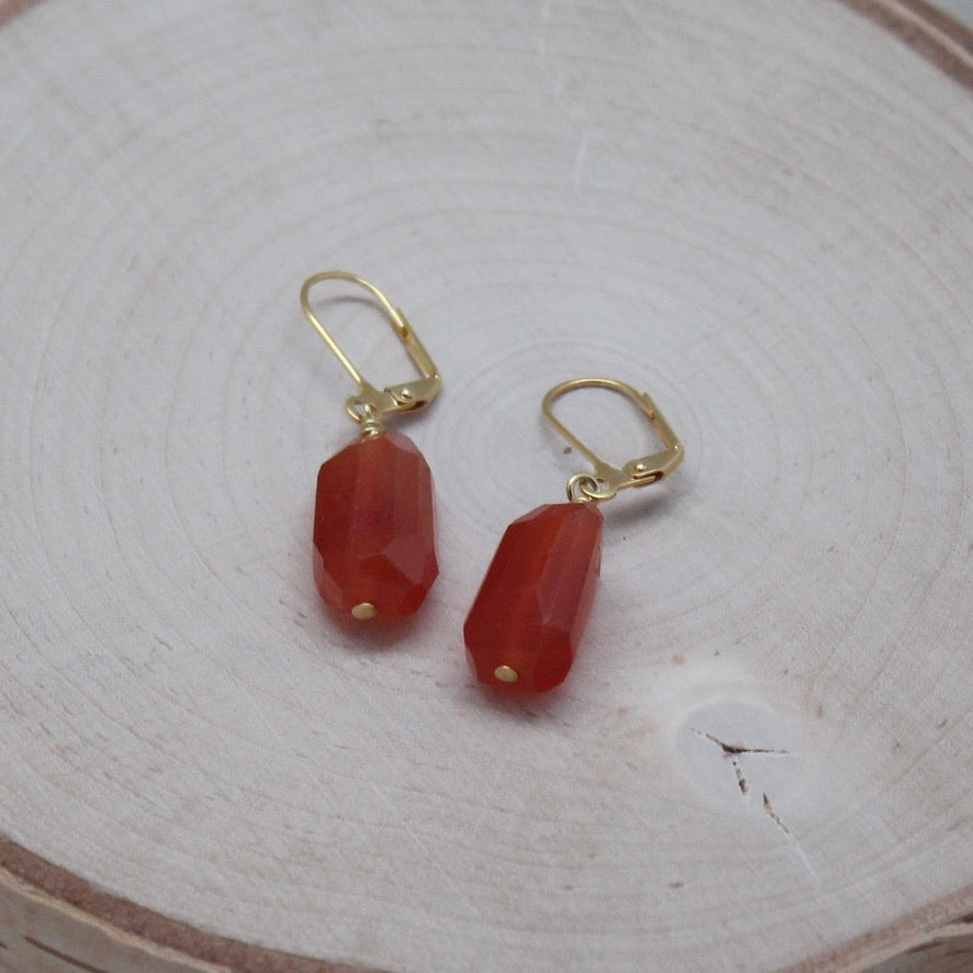 Gold Gemstone Nugget Earrings