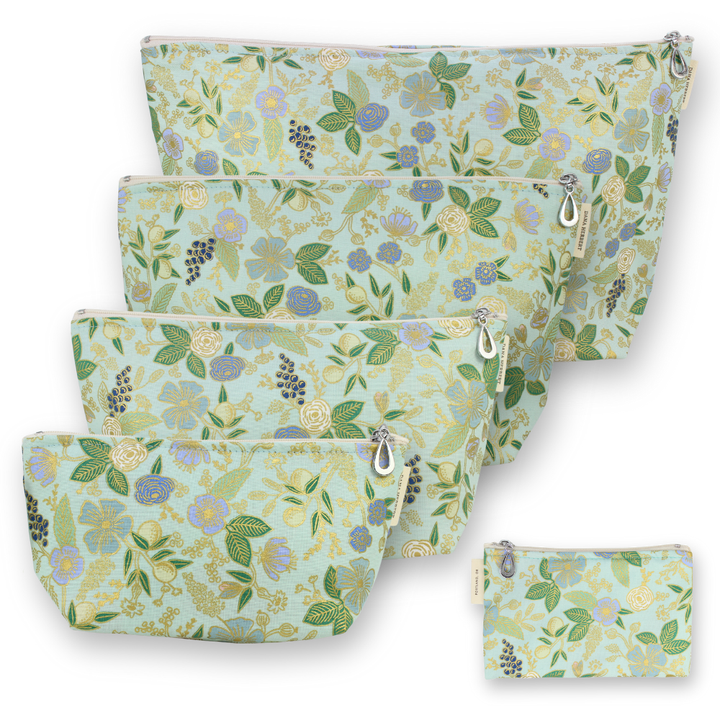 The Metallic Makeup Bag Set of 5 - S, M, L, XL + Coin