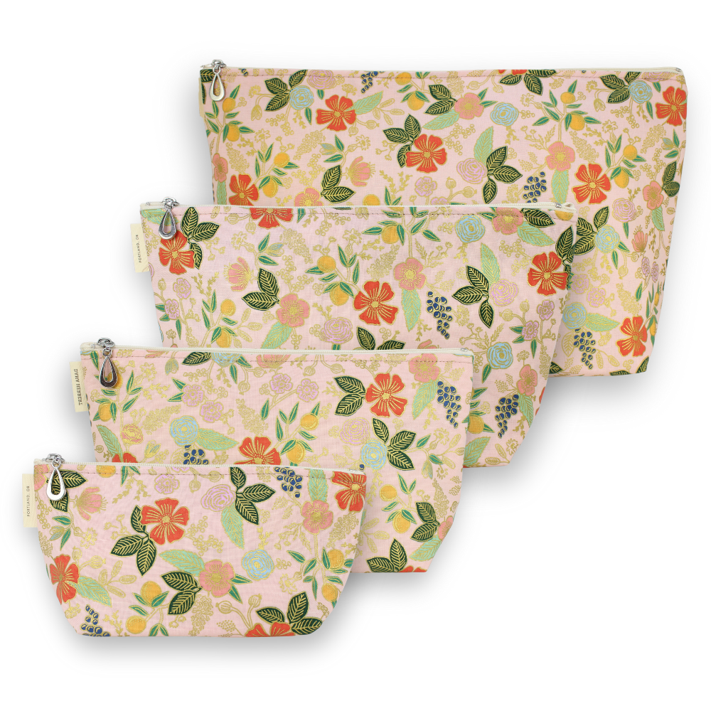 The Metallic Makeup Bag Set of 4- S, M, L + XL