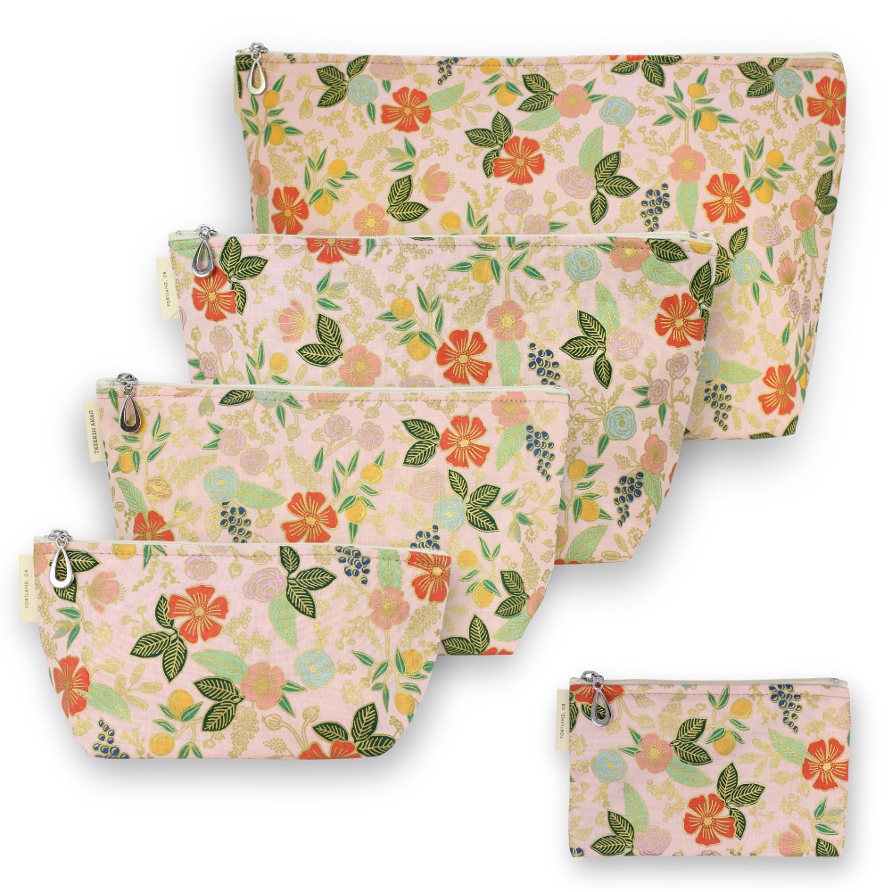 The Metallic Makeup Bag Set of 5 - S, M, L, XL + Coin