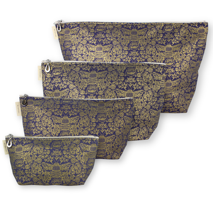 The Metallic Makeup Bag Set of 4- S, M, L + XL