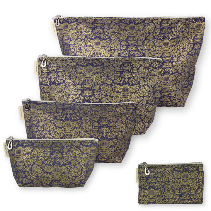 The Metallic Makeup Bag Set of 5 - S, M, L, XL + Coin