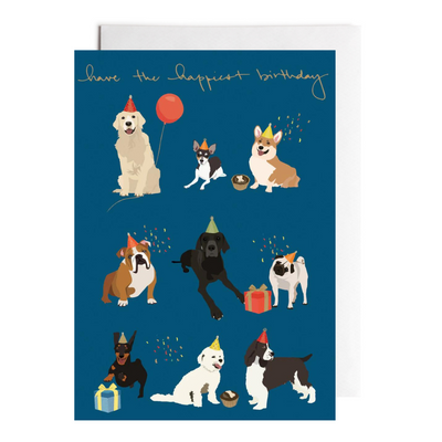 "Nine Dogs With Hats" Birthday Card