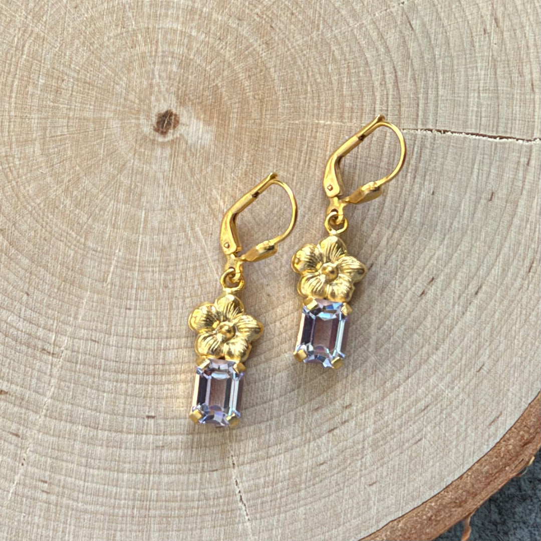 La Vie Flower + Crystal Earrings