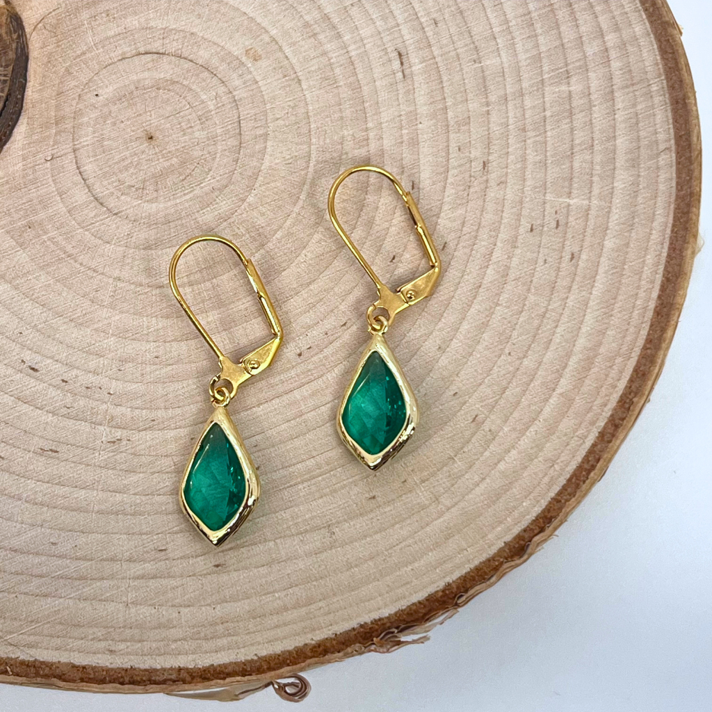 Bezel Glass Earrings | Sale
