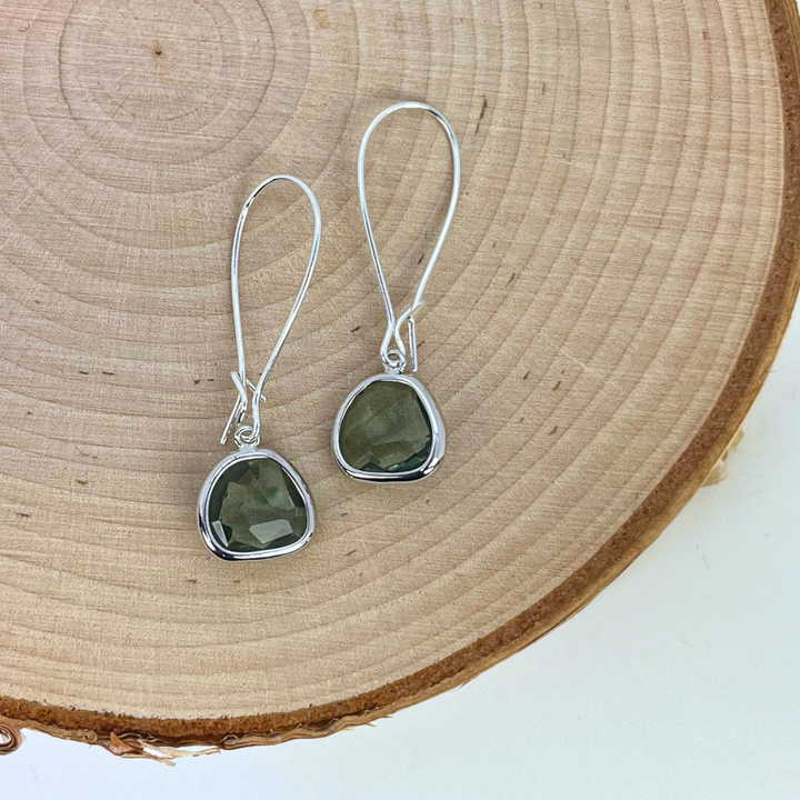 Bezel Glass Earrings | Sale