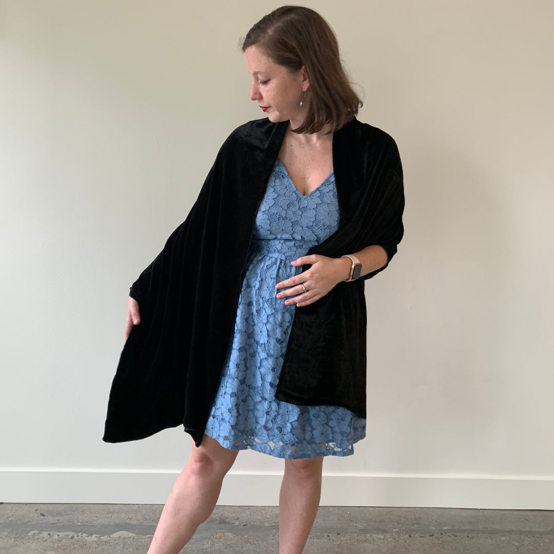 Silk Velvet Shawl | Made in USA | Dana Herbert F166 | Charcoal Silk Velvet Shawl | Made in USA | Dana Herbert F166 | Charcoal