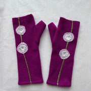 Fingerless Cashmere Gloves "Blooming Roses"