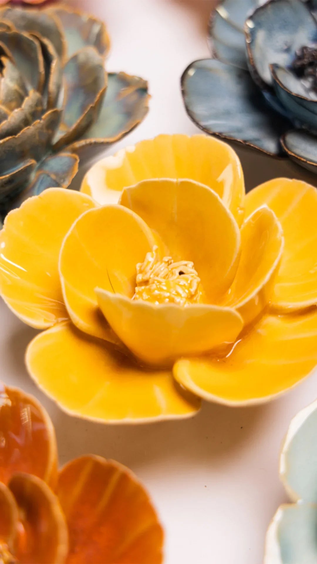 Ceramic Wall Flower | Yellow Poppy