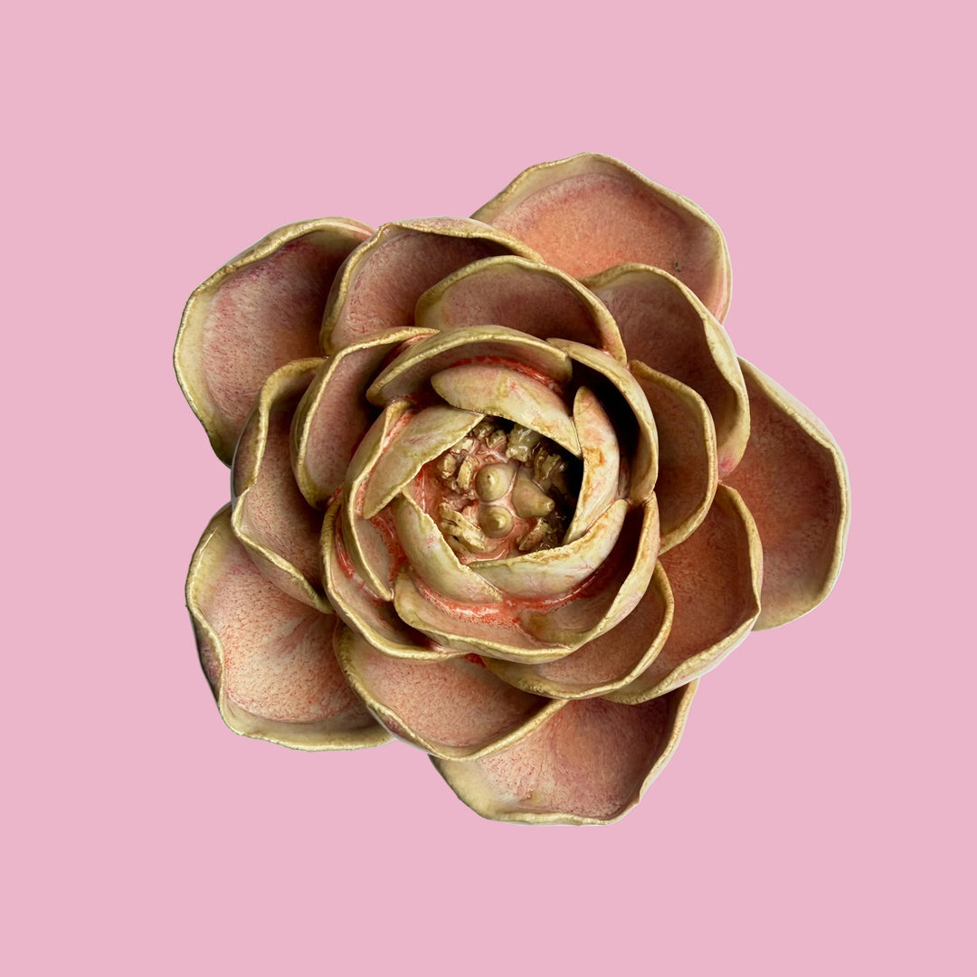 Ceramic Wall Flower | Peach Pink Peony