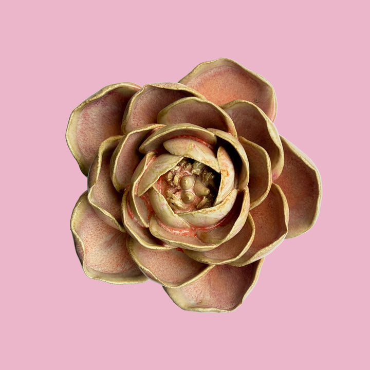 Ceramic Wall Flower | Peach Pink Peony