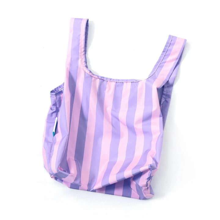 Reusable Mini Grocery Bag | Purple Stripes