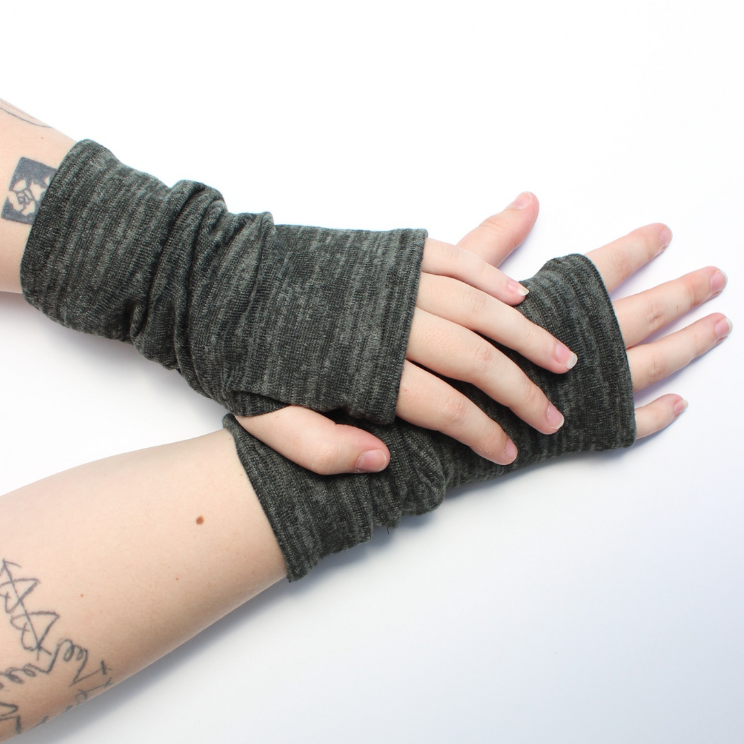 Heather Jersey Fingerless Gloves