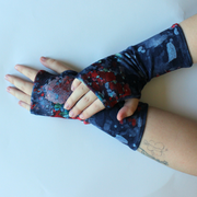 Heather Printed Jersey Fingerless Gloves