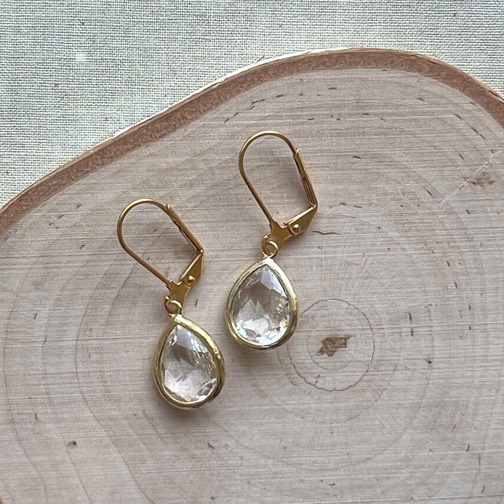 Cara Gold Bezel Glass Earrings