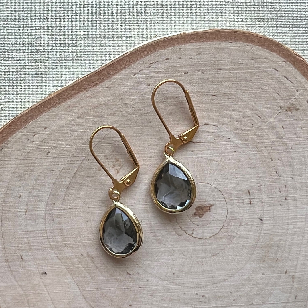 Cara Gold Bezel Glass Earrings